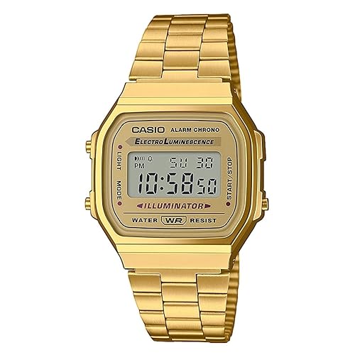 Casio Digital Alarm Chrono Stainless Steel A168WG-9WDF A168WG-9W Unisex Watch