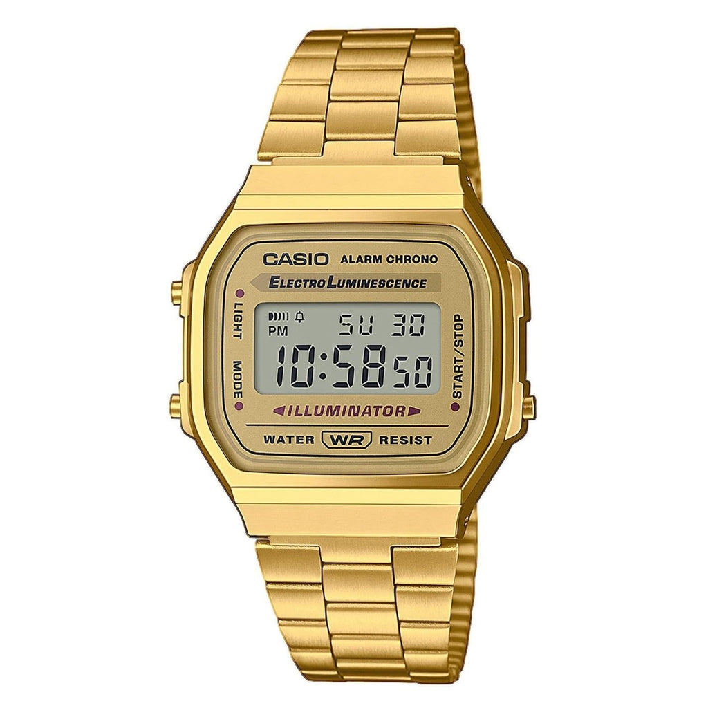 Casio Digital Alarm Chrono Stainless Steel A168WG-9WDF A168WG-9W Unisex Watch