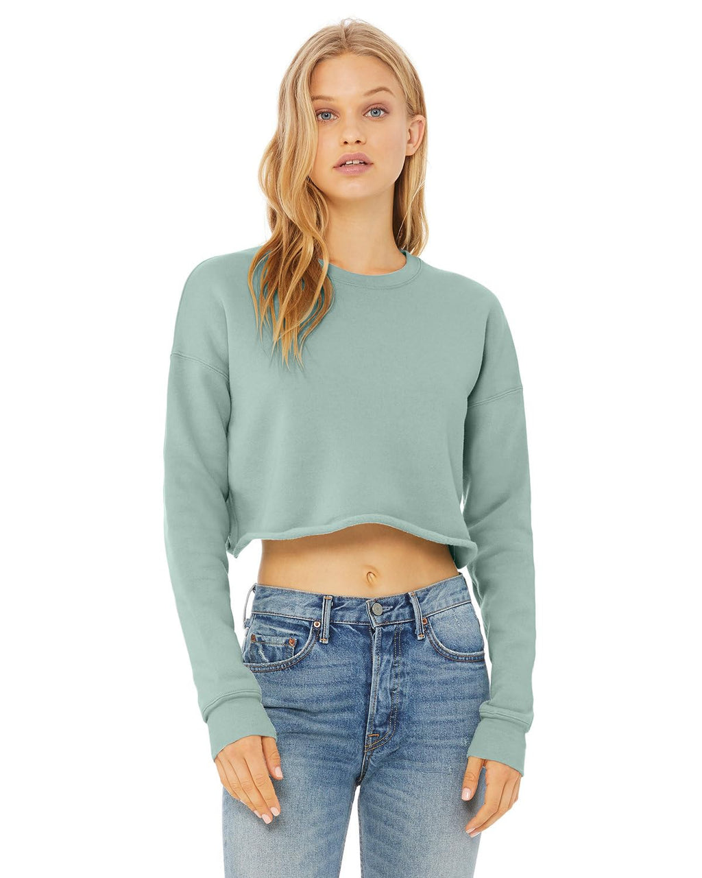 Ladies cropped Fleece crew - DEEP HEATHER - S(D0102H7WF12)