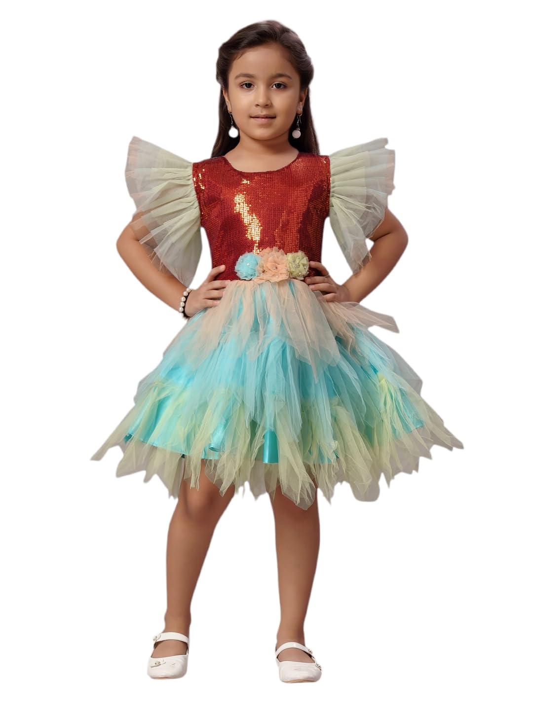 Aarika Girls Maroon Color Nylon Frock (JLY_FK_3015_Maroon_24)