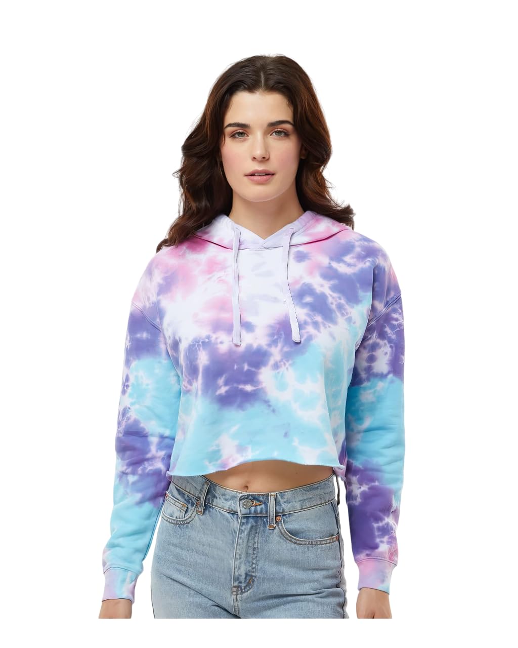 Ladies cropped Hooded Sweatshirt - LAgOON - S(D0102H78YQ8)