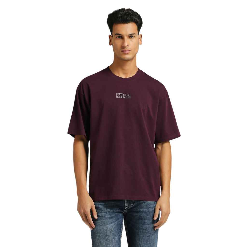 Pepe Jeans MenS Oversize Fit Graphic Printed T-Shirts Purple