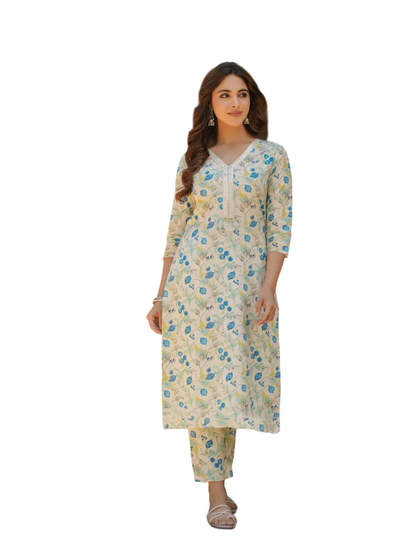 Fabnex Kurta Set For Women | Women Kurta Set With Dupatta | Women Kurta Sets Kurtis | Women Kurta Pant Set (K-96-Off White-Xl)