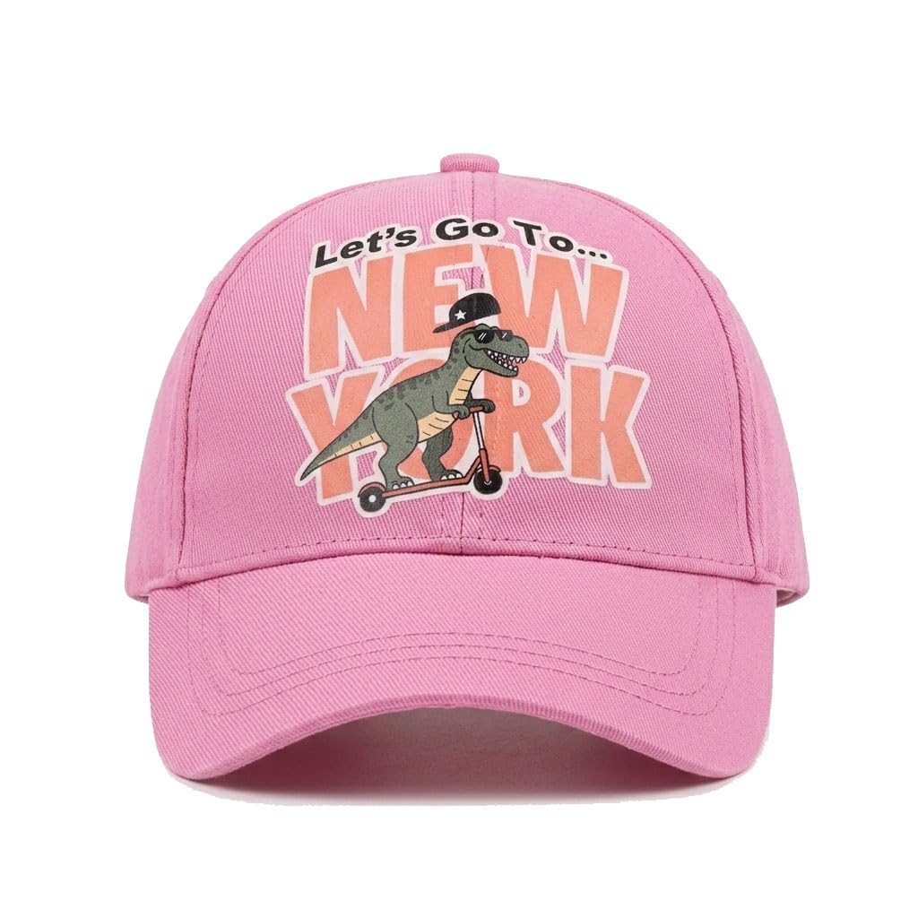 Top Trick Kids Cap For Boys & Girls | Adjustable Baseball | Cute Dinosaur Scooter Design Pink Cap Printed Cap | Lightweight Summ 2