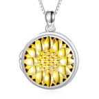 SOULMEET Sterling Silver Sunflower Locket Necklace That Holds Picture Photo Keep Someone Near to You Christmas Birthday Gift Ide