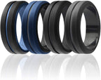 Silicone Wedding Ring - Duo Collection Dome Style Set by ROQ for Men - 4 x 12 mm Ring