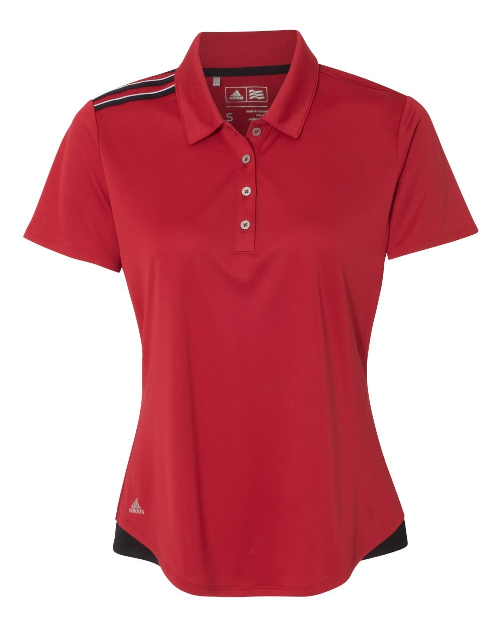 Adidas Golf A235 Ladies 3-Stripes Shoulder Polo, Power Red, Large