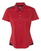 Adidas Golf A235 Ladies 3-Stripes Shoulder Polo, Power Red, Large
