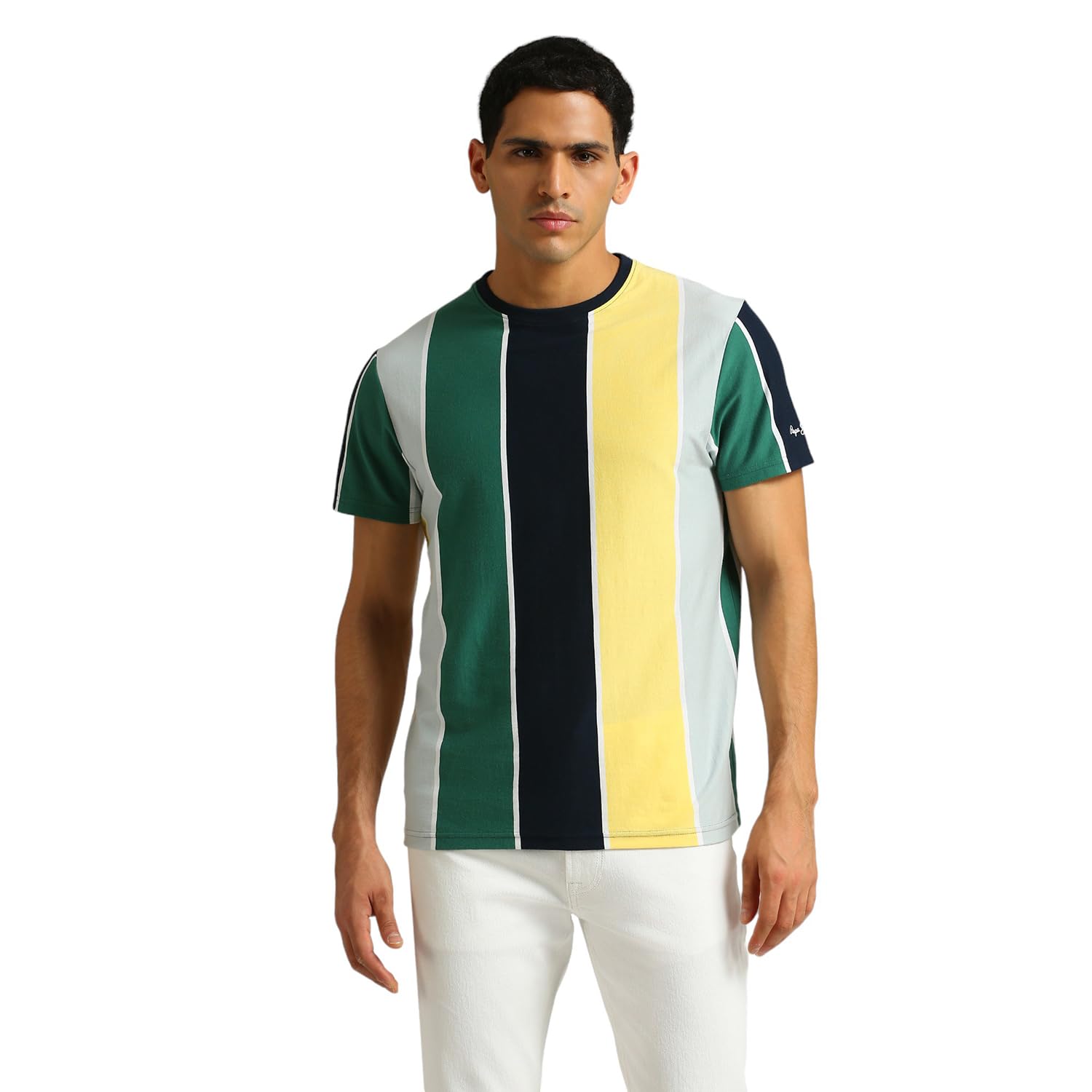 Pepe Jeans MenS Striped Slim Fit T-Shirt (Pm509571_Navy_Multi