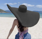 80CM Oversized Beach Straw Hats for Women Floppy, Extra Large Sun Visor Hat Wide Brim Summer Packable Huge Roll Up Big Beach Hat