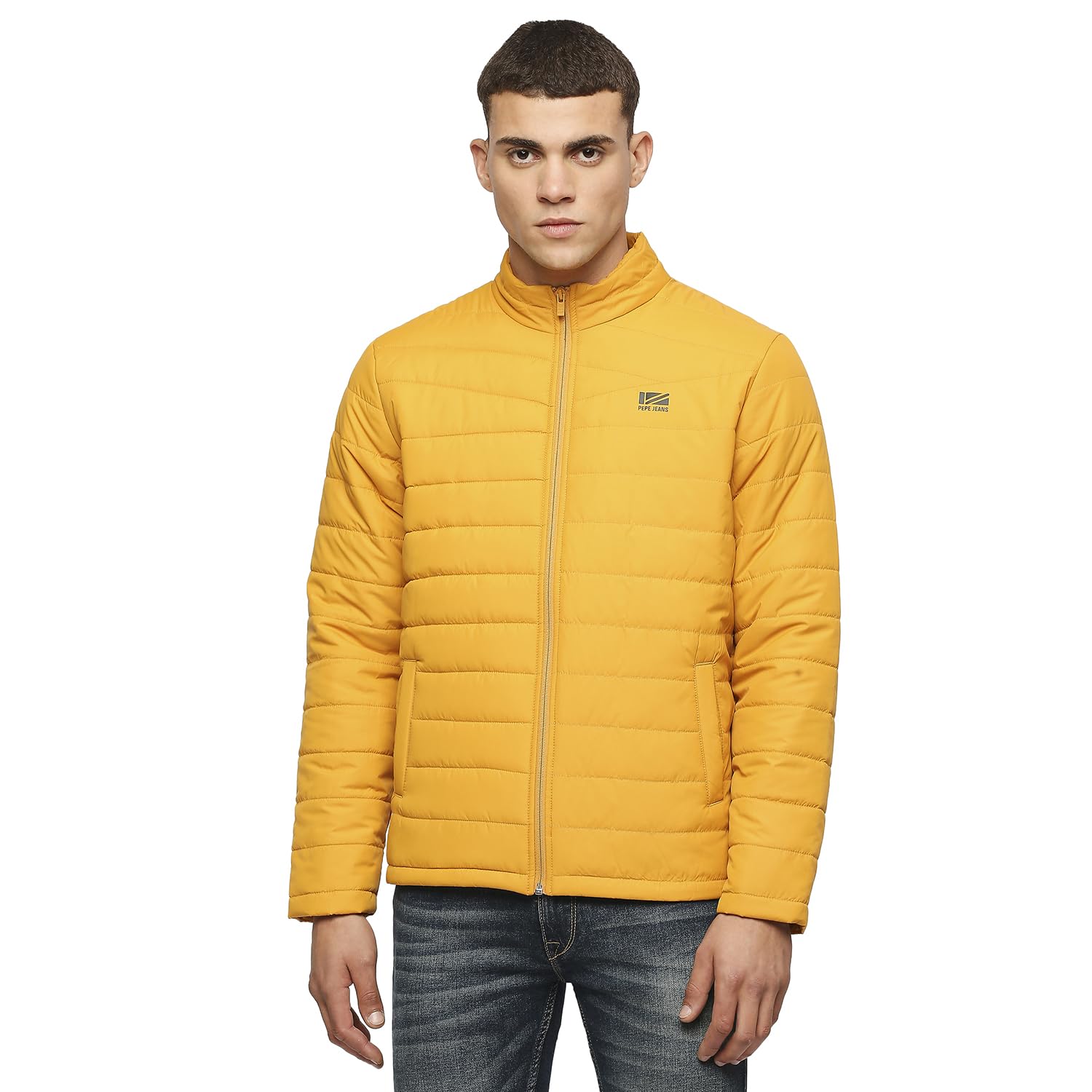 Pepe Jeans Polyester MenS Long Length A-Line Coat (Pm402949_Yellow, Medium