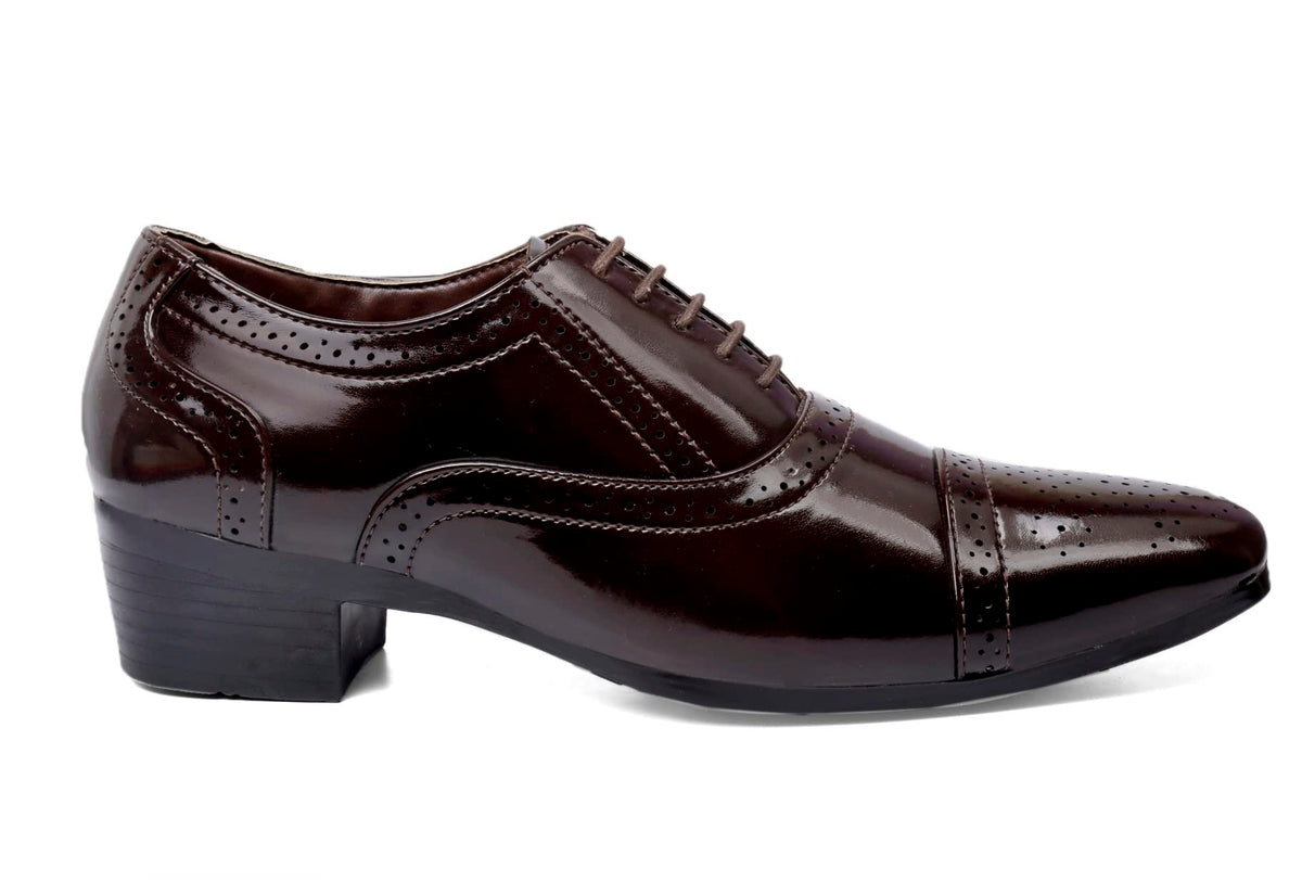 BXXY Mens 2 Inch Heel Height Increasing Brown Formal Oxford laceUp Sami Brogue Shoe7 UK 7