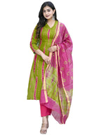 ANNI DESIGNER Womens Rayon Straight Printed Kurta with Pant & Dupatta (SIBORI-Methi-CMD_XXL_Green_XX-Large)