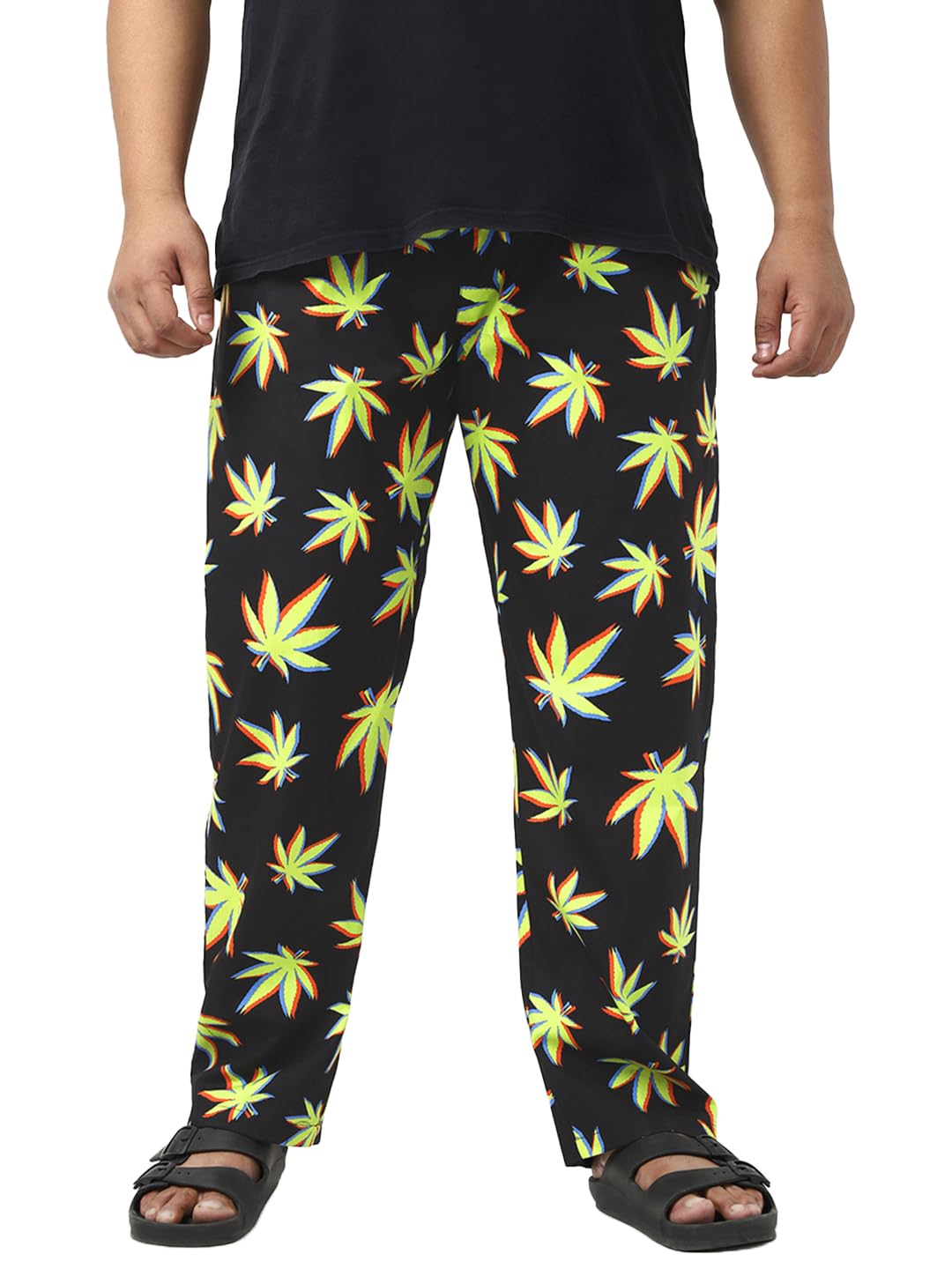 Bewakoof Plus MenS All Over Printed Regular Fit Poplin Plus Size Pyjama_642206_Black_4Xl