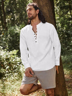 Royalscout MenS Cotton Solid Full Sleeve Short Kurta Shirt White