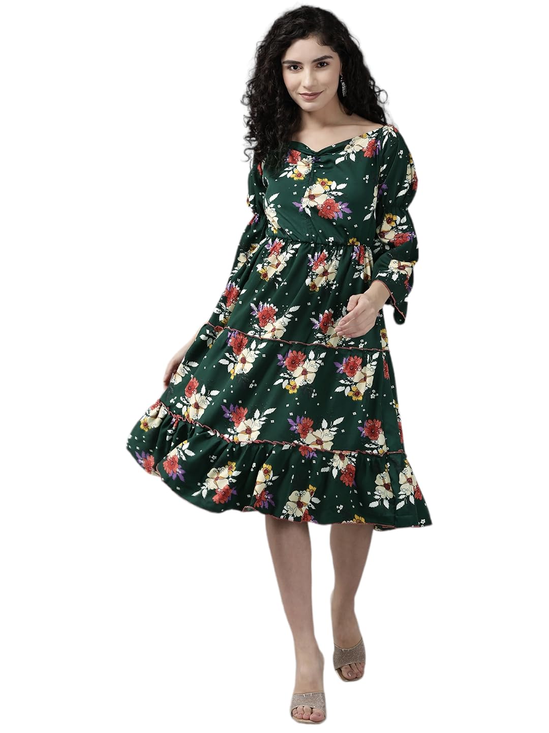 Aarika Womens Dark Green Color Georgette Middi (SP-MD-W-2728-D-GREEN-XXL)