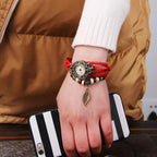 yunanwa Pack of 6 Women's Watches Vintage Wrap Around Bead Leaf Bracelet Quartz Wholesale Set
