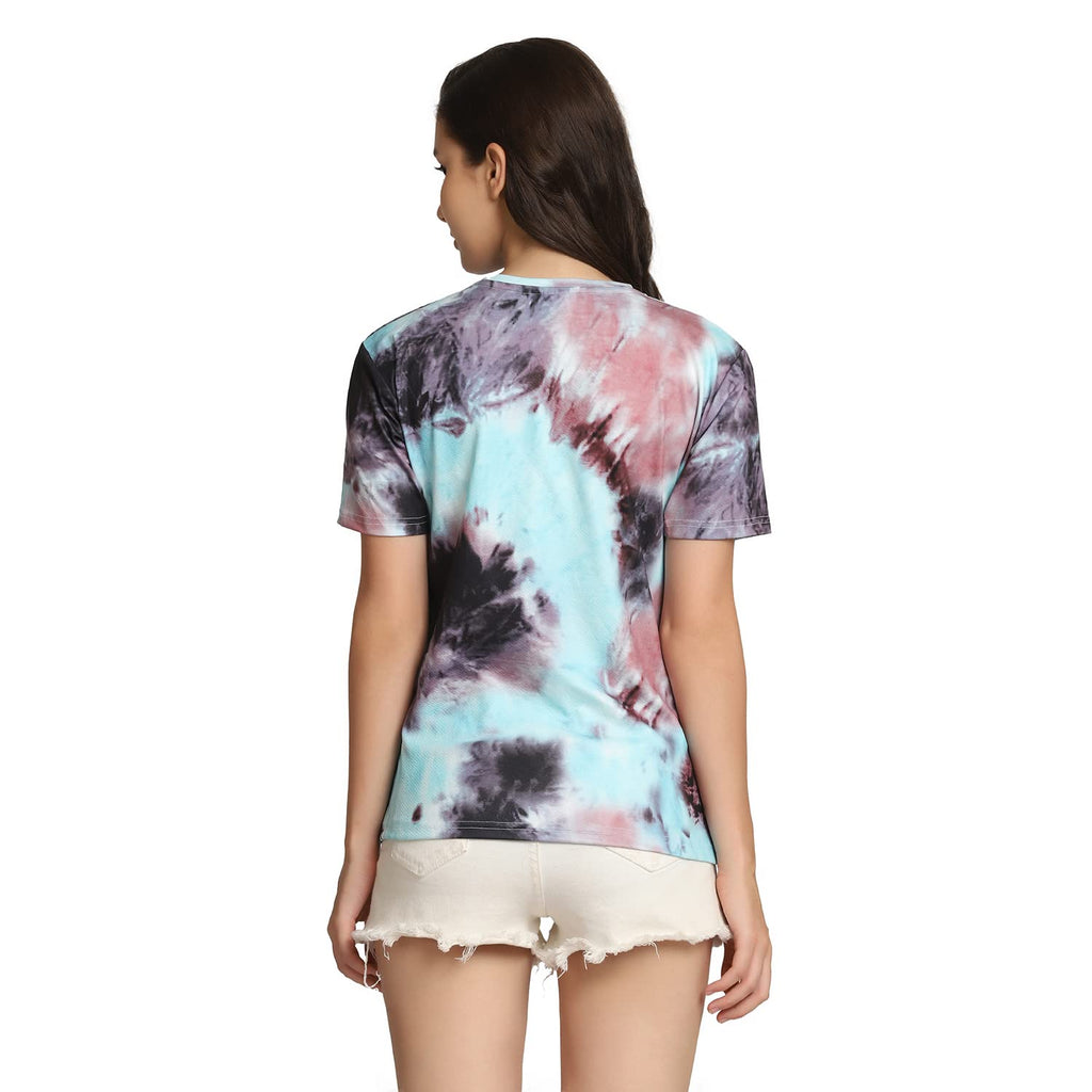 Leriya Fashion Women Striped Tie-Dye Top With Half Sleeves For Office Wear, Casual Wear Western Top Short Sleeve Pajama Sleep To