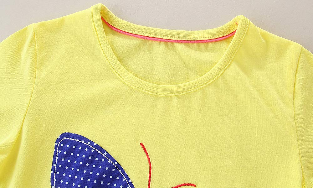 Toddler Girls Summer Clothes Outfit,Cotton Top and Shorts Clothing Set Yellow 3t