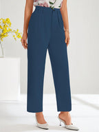 Shasmi Womens Morpeach High Waist Pleated Straight Leg Trousers  Elegant Solid Color Work Pants with Pockets, Casual Office Wear