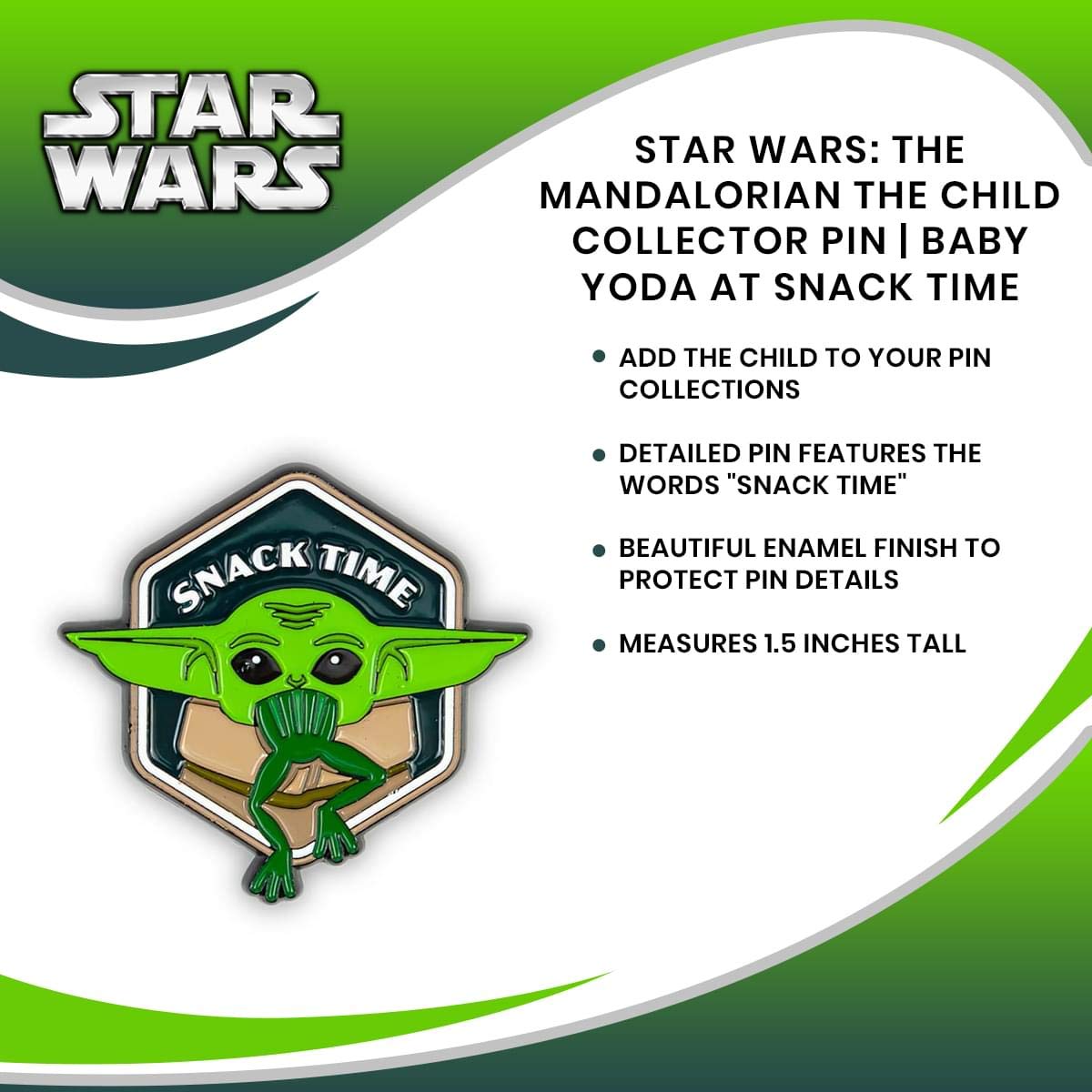 Star Wars: The Mandalorian The Child Collector Pin | Official Star Wars Collectible Enamel Pin | Baby Yoda At Snack Time | Measu