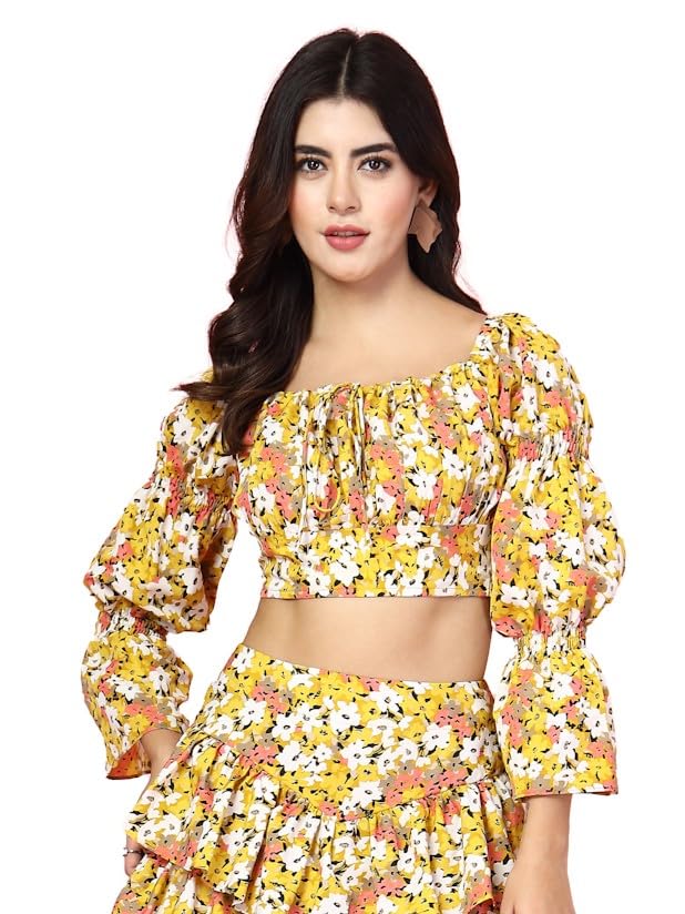 OOMPH! Full Sleeve Crop Top, Yellow, mt868