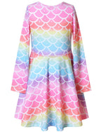 Mermaid Dresses Girls Long Sleeve Swing Winter Outfit Halloween Costume 10 11