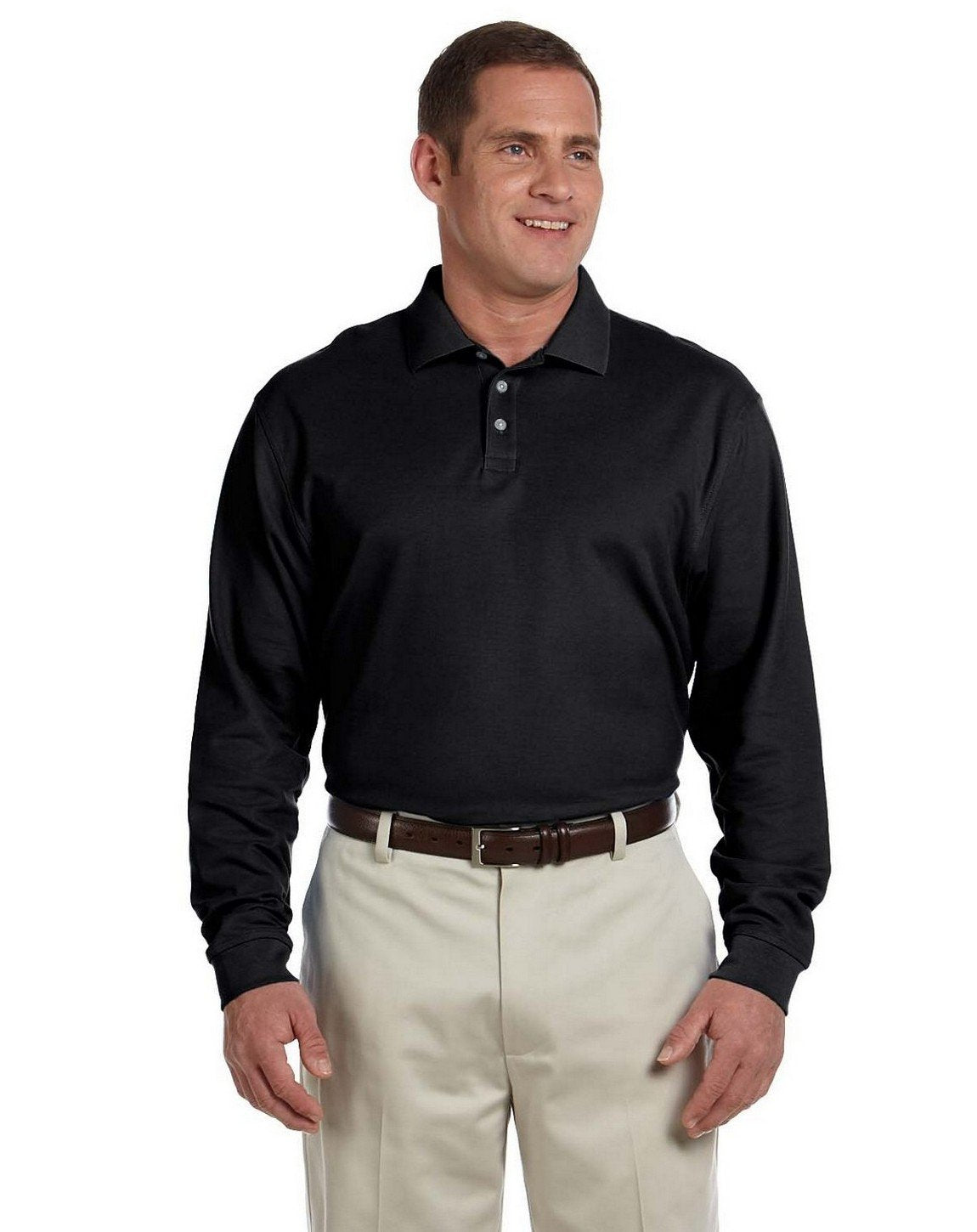 Ladies Pima Piqu Long-Sleeve Polo - BLAcK - S(D0102H7YRIT)