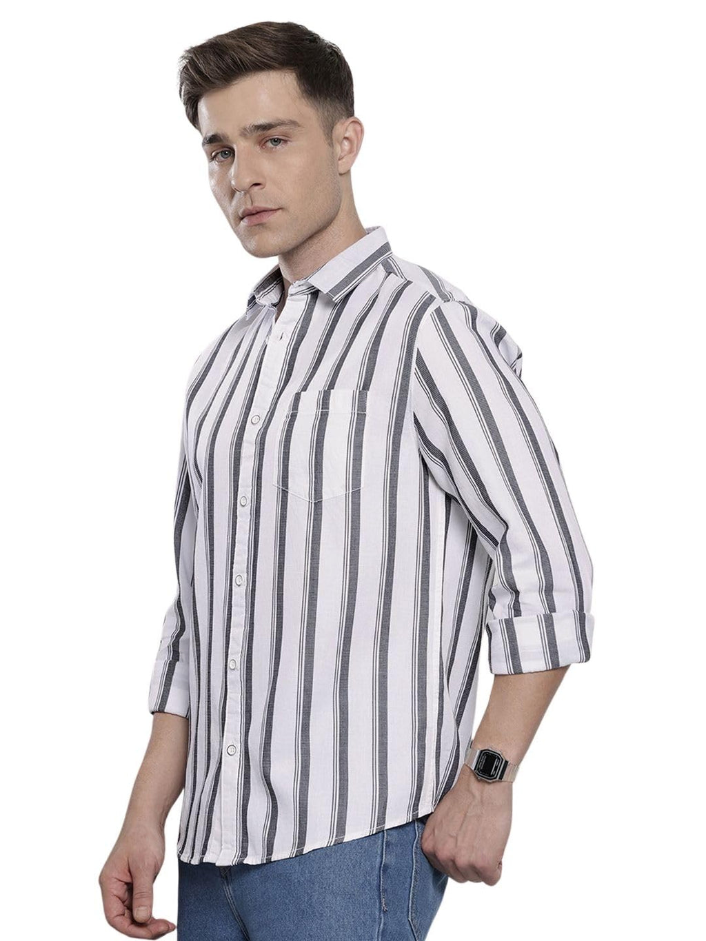 The Indian Garage Co Mens Slim Fit Striped Long Sleeves Shirt
