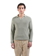 The Indian Garage Co Mens Slim Fit Textured Flatknit Full Sleeves Polo T-Shirt