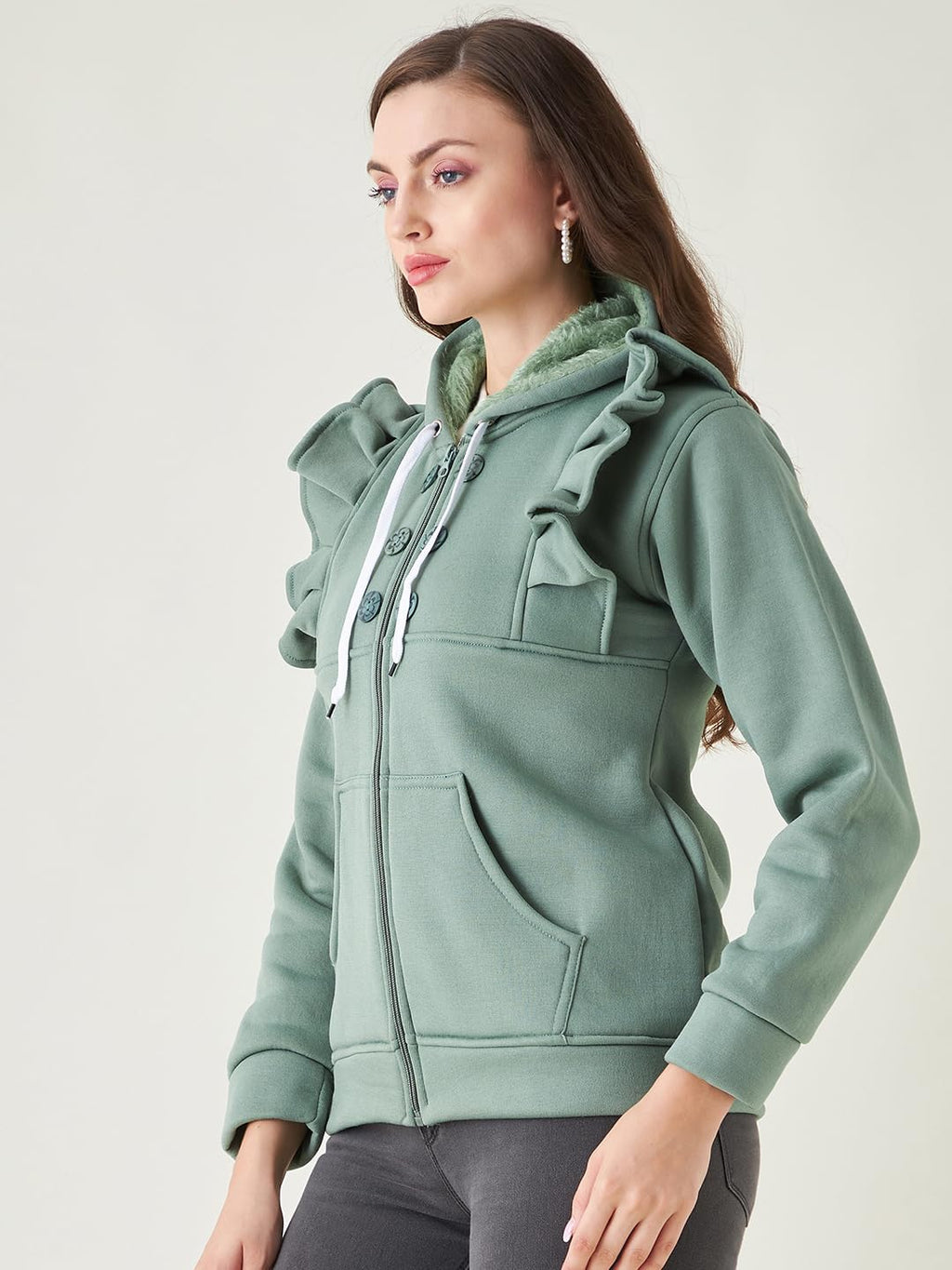 PIVL Women Solid Hooded Casual Jacket For Winter