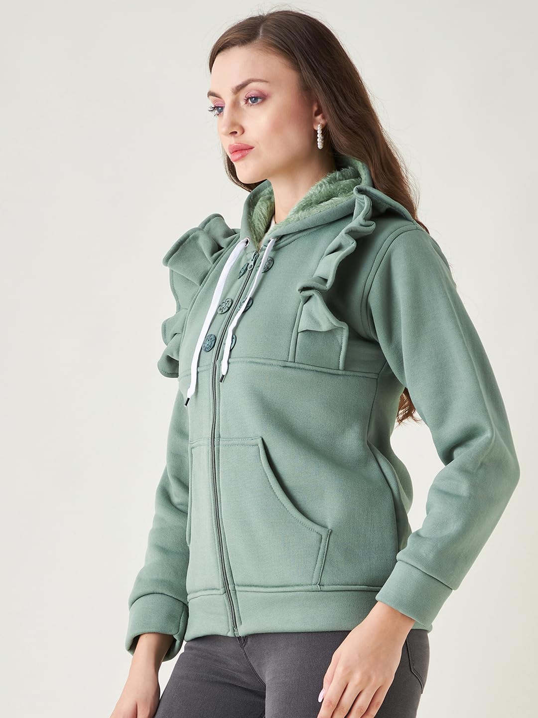 PIVL Women Solid Hooded Casual Jacket For Winter