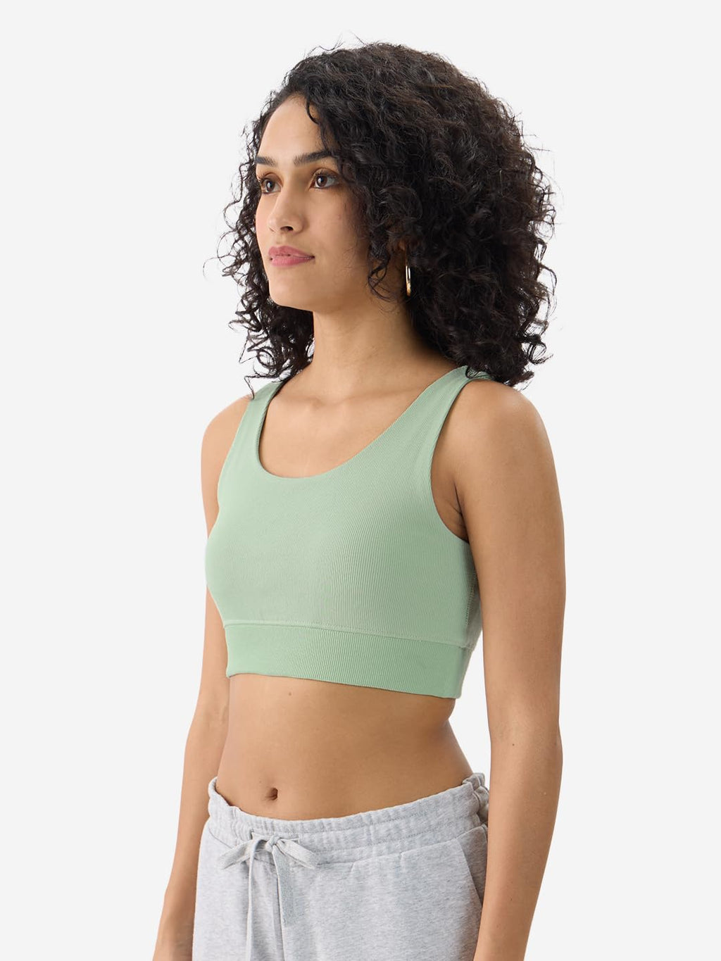 The Souled Store Jade Green Women and Girls Round Neck Sleeveless Cotton Padded Bralette Top