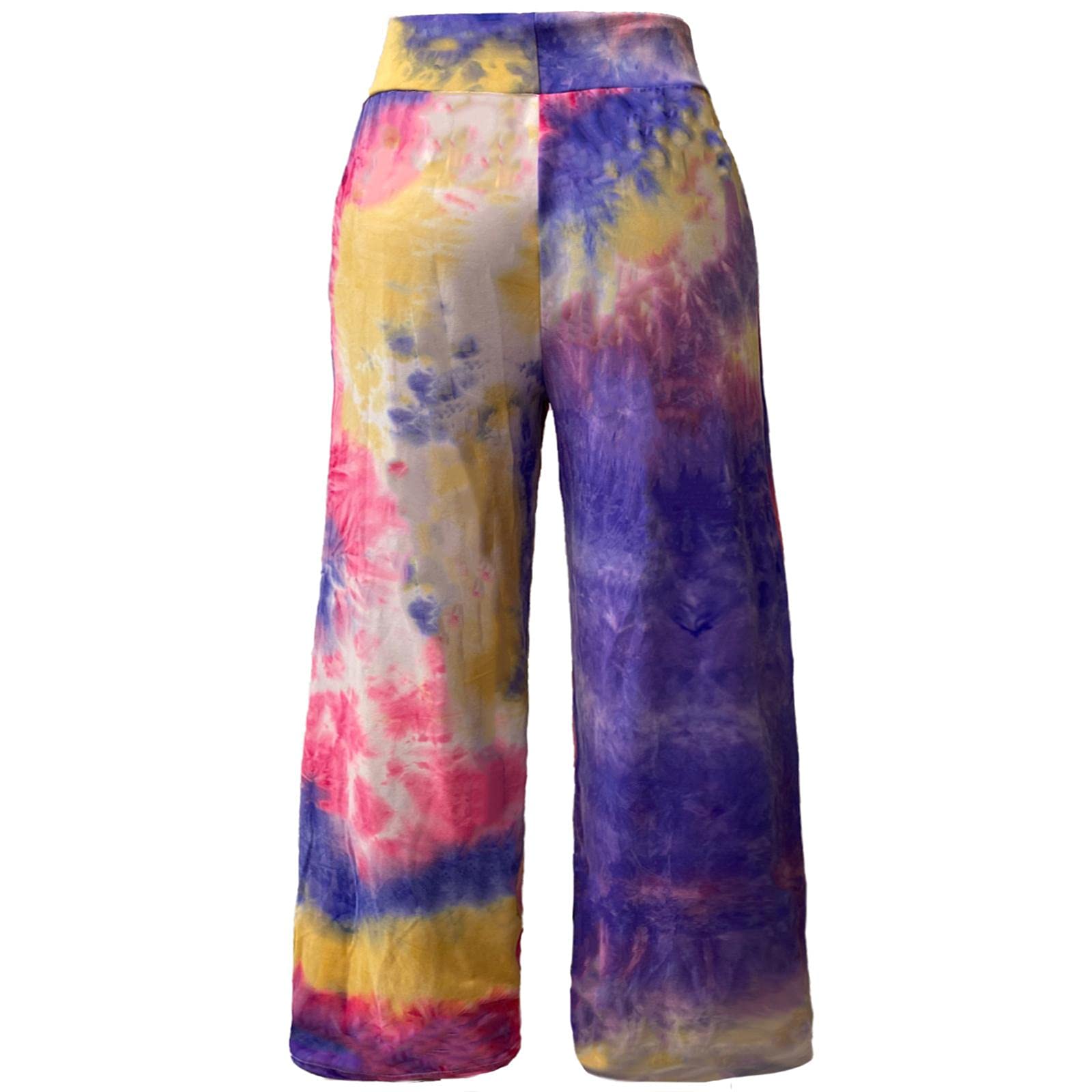 ROSA JUNIO Women's Comfy Pyjamas Casual Drawstring Floral Palazzo Lounge Stretch Wide Leg Pants, 2 Pack(#1+#6), Small