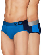 XYXX Mens Underwear Dualist IntelliSoft Antimicrobial Micro Modal Brief Pack of 2 (Brilliant Blue & Black Iris ; Black Iris & B