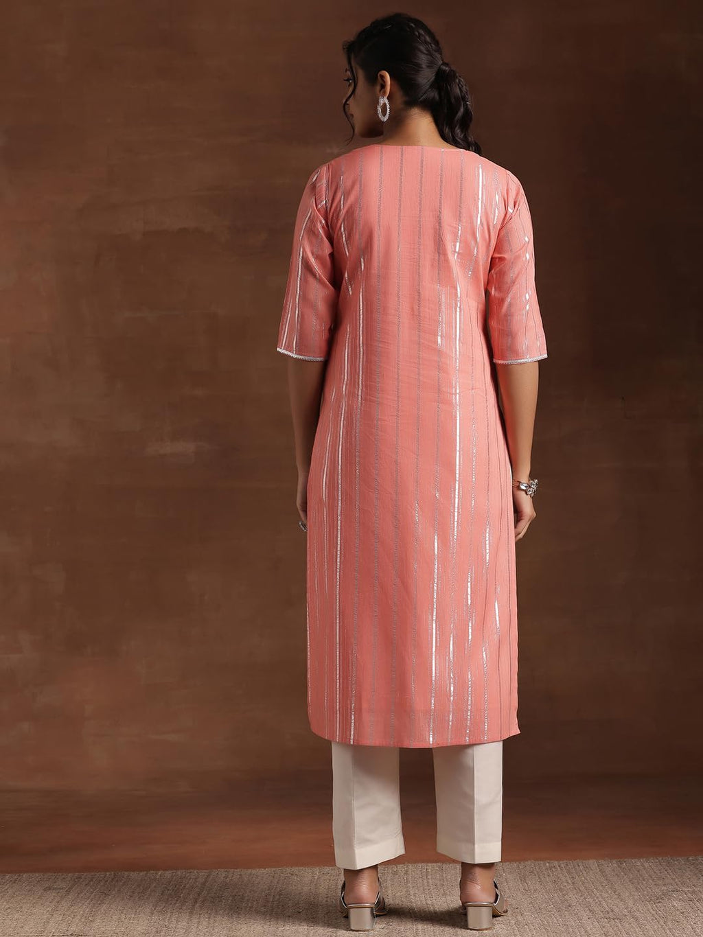 Libas WomenS Cotton Straight Kurta (29197_Peach