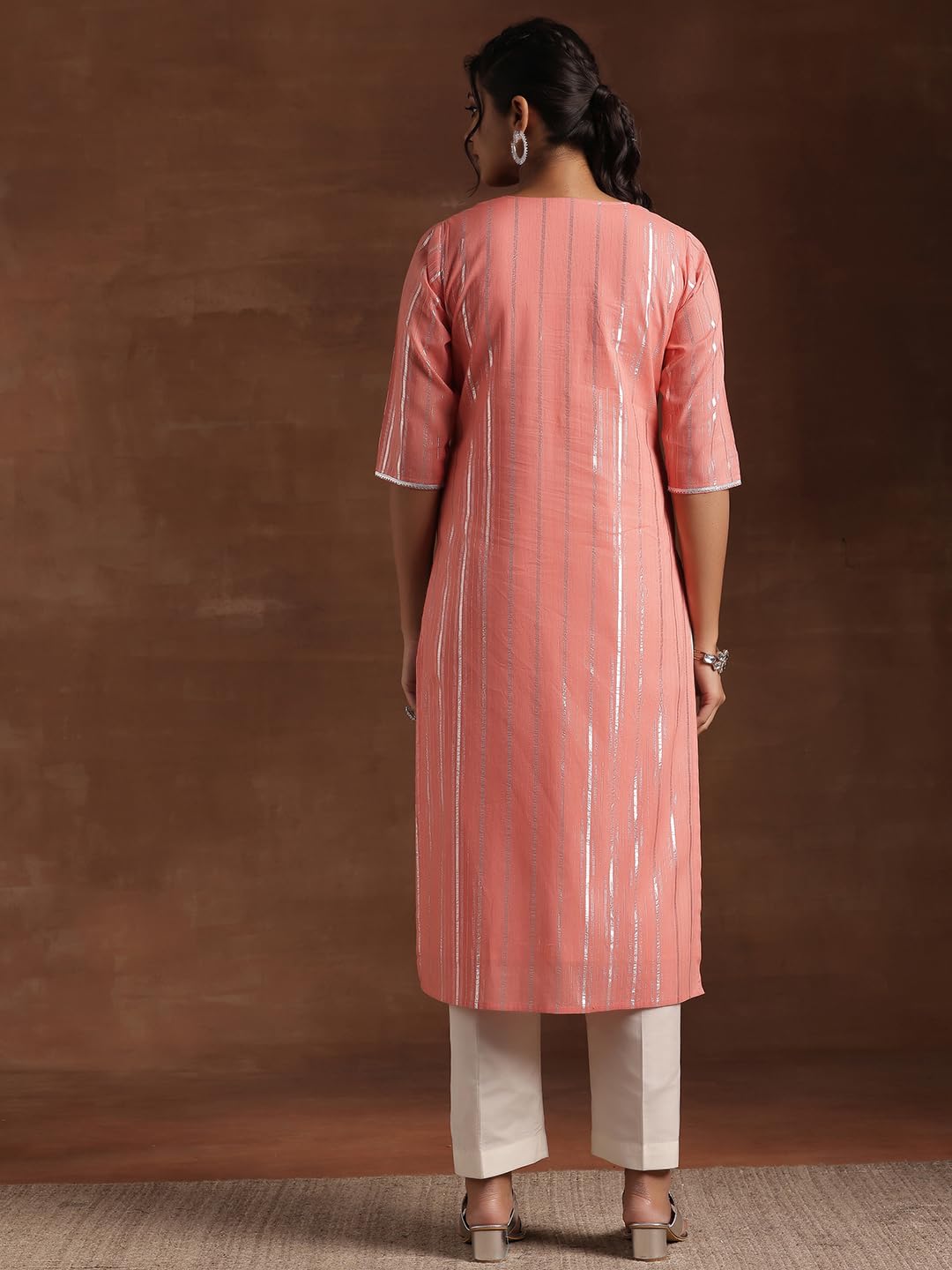 Libas WomenS Cotton Straight Kurta (29197_Peach
