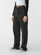 The Souled Store Solids: Charcoal Women and Girls Buttoned Cotton Straight Fit Jeans