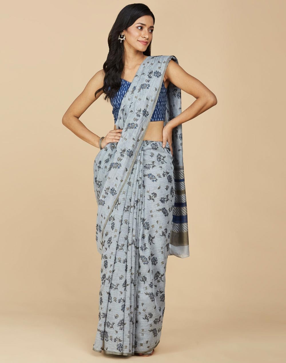 Fabindia Womens Cotton Printed Sleeveless Regular Fit Blouse (1032494BLUE_Blue 40)