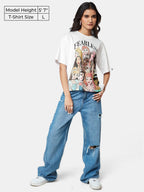 The Souled Store| Official Disney: Fearless Women and Girls T-Shirts|Oversize fit Graphic Printed| Half Sleeve|100% Cotton White
