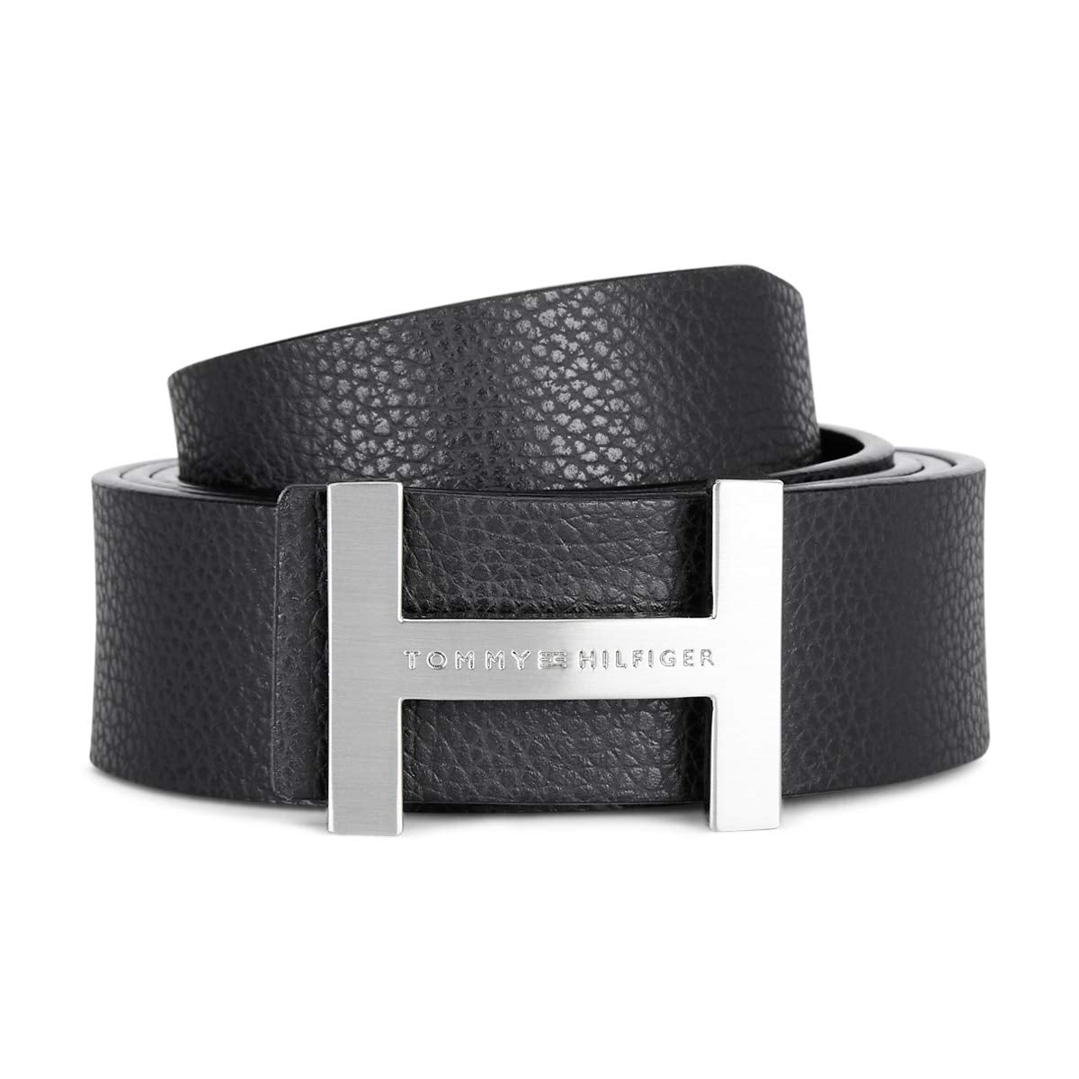 Tommy Hilfiger MenS Leather Belt (Th/Alvarorev0123S_Black/Tan_80 Cm) 80