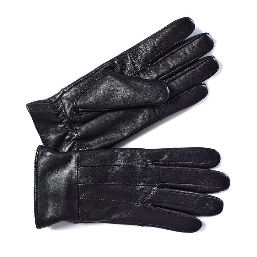 Fleece-Lined Leather Gloves - Medium