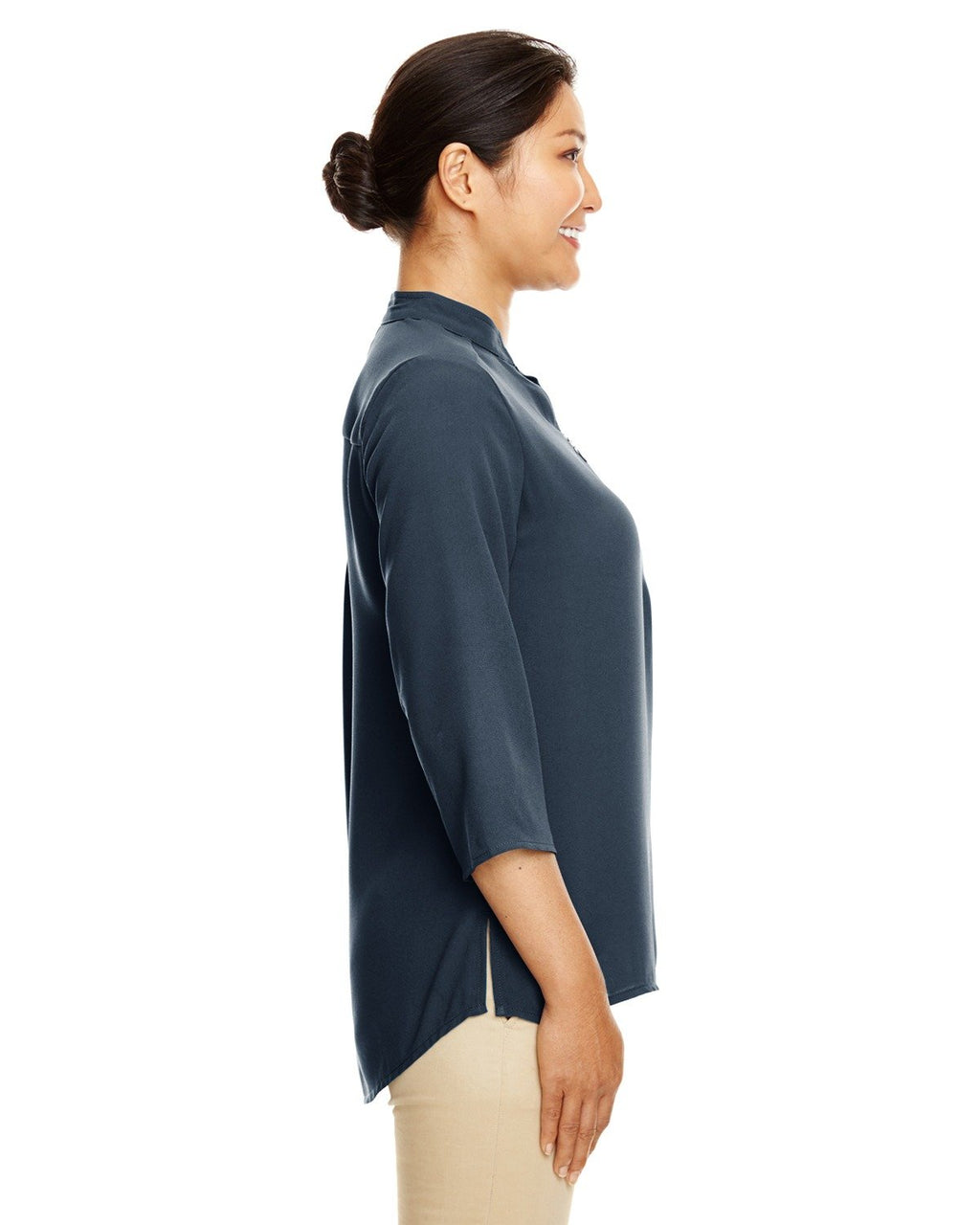 Ladies Perfect Fit34-Sleeve crepe Tunic - BLAcK - XS(D0102H7NA68)