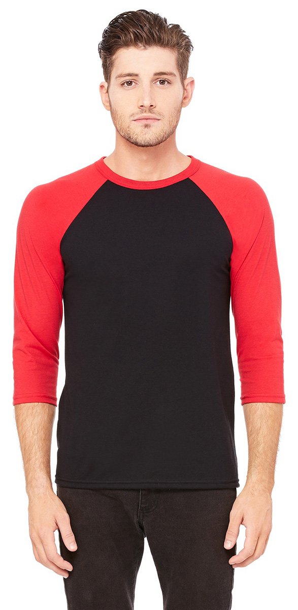 Unisex 34-Sleeve Baseball T-Shirt - gRY cHR BLK TRB - S(D0102H7Wg26)