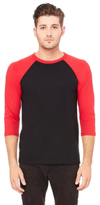 Unisex 34-Sleeve Baseball T-Shirt - gRY cHR BLK TRB - S(D0102H7Wg26)