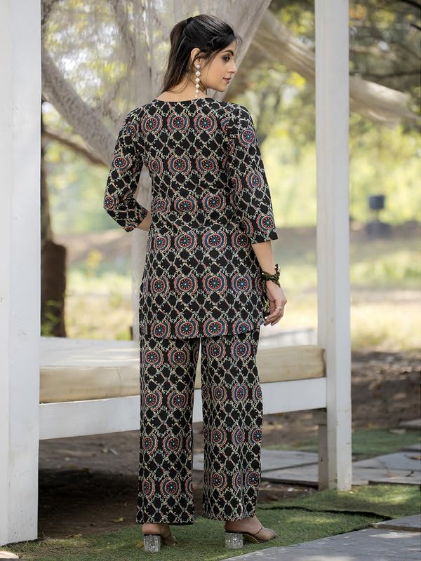 Tee Projekt Cotton Ethnic Wear Co Ord Set For Women | Co Ord Set For Women Stylish Black
