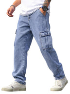 Men Loose Fit Mens Flip Pocket Cargo || Mens Stylish Cotton Loose Fit Denim Cargo Jeans || Multi-Pocket Styling || Perfect for 