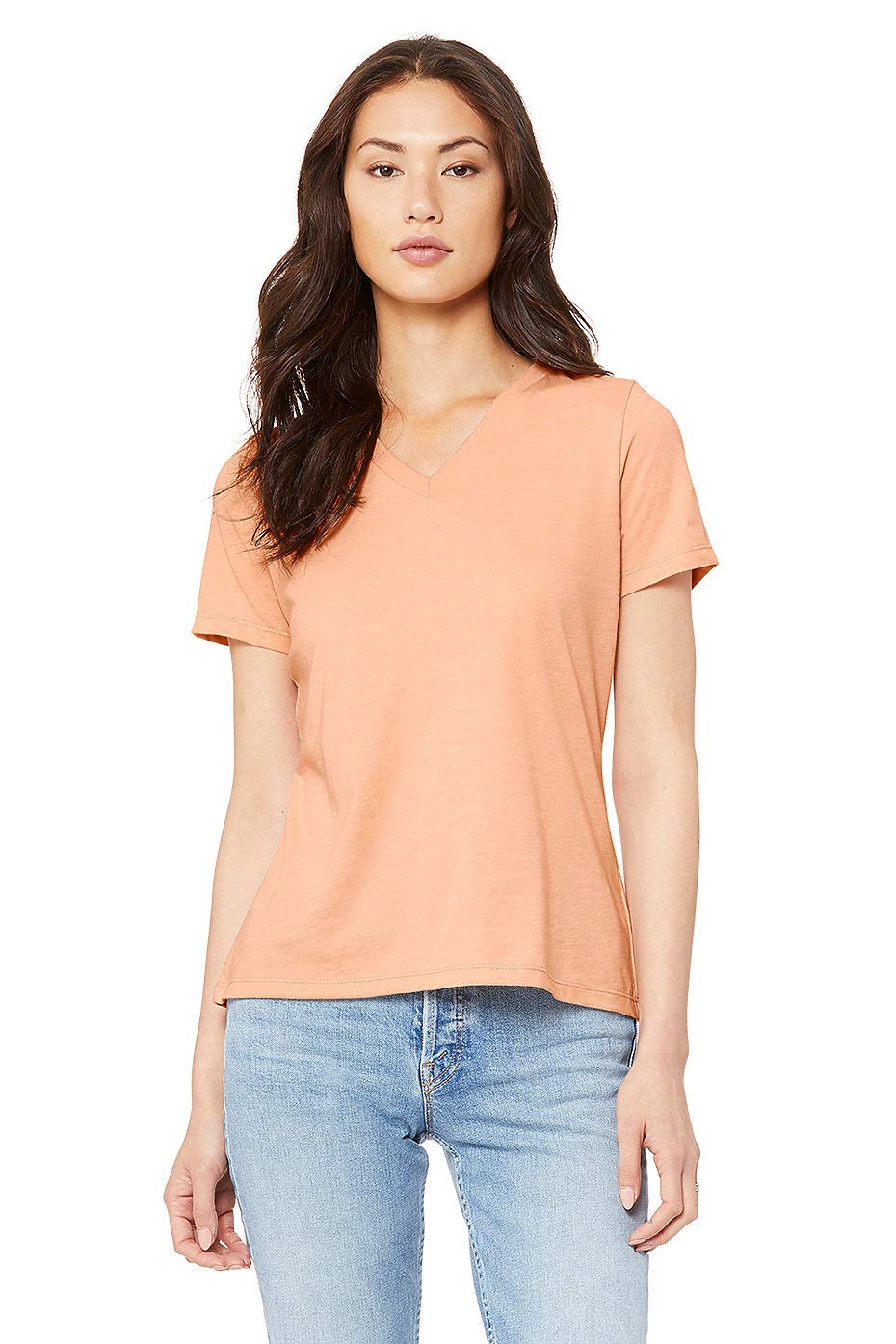 Bella + Canvas Ladies' Relaxed Jersey V-Neck T-Shirt 2XL HEATHER PEACH