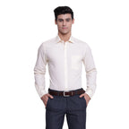 Turtle Men Cotton Cream Slim Fit Solid Formal Shirts