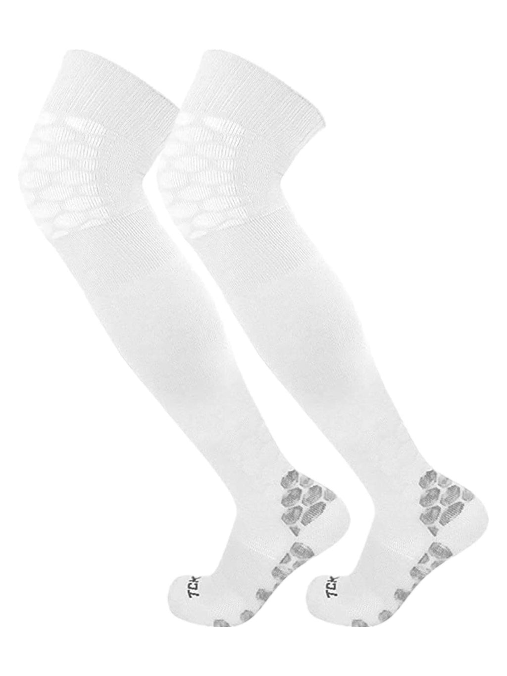 TCK Defender Over the Knee Football Socks (White, Medium)
